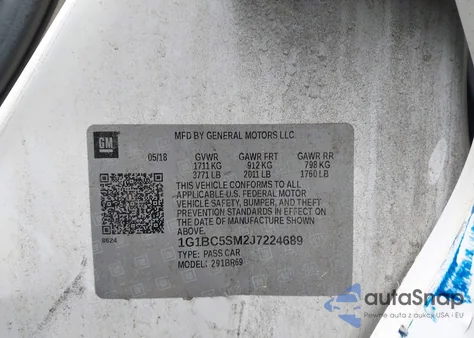 2018 Chevrolet Cruze Ls Auto из США, поврежденный, VIN 1G1BC5SM2J7224689